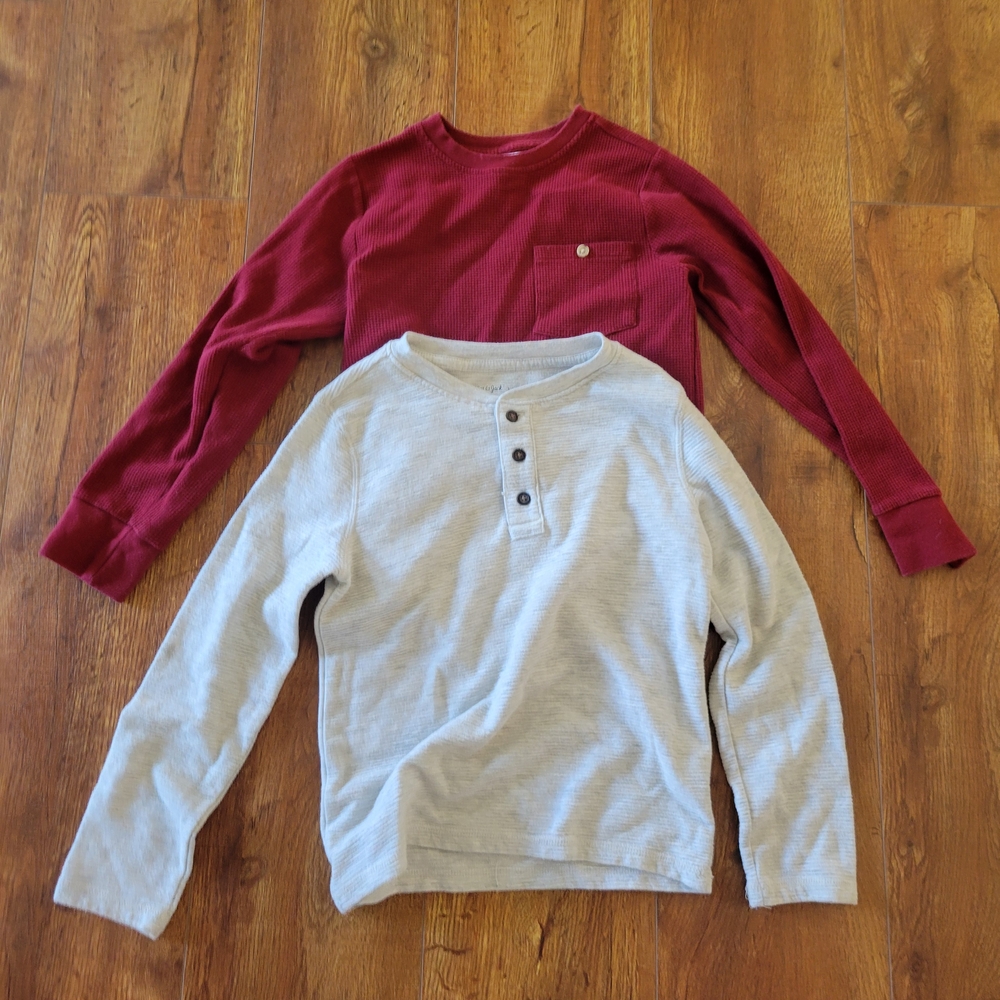 Cat & Jack Burgundy and Light Gray Long Sleeve Shirt Set